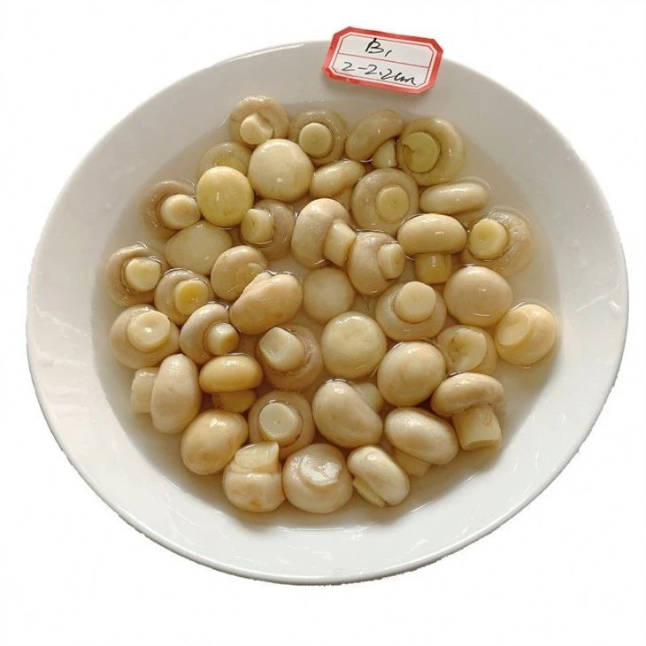 Preserved white mushroom in barrel